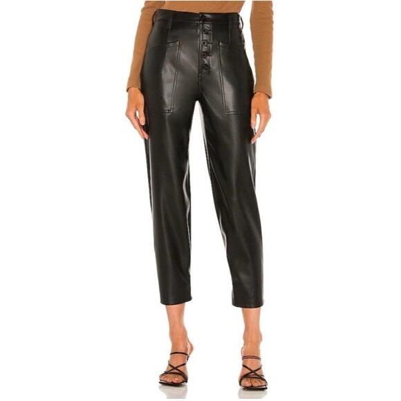 Pistola Pants SZ 24W Tammy High Waist Button Fly Black Faux Leather Trousers NWT - Picture 5 of 16